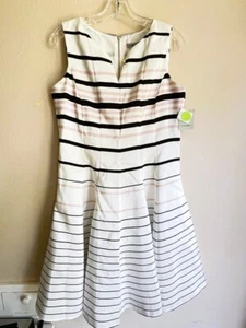 NWT Danny & Nicole White Black Pink Striped Sleeveless Cheerleader Mini Dress 10 - Picture 1 of 6