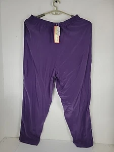 VTG Anna and Frank Womens 2XL 100% Silk Purple Pull On Pants Loose Pockets New - Picture 1 of 8