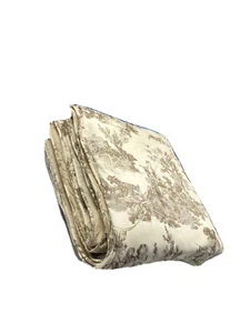 Copriletto matrimoniale completo vintage francese country toile marrone stampa beige - Foto 1 di 8