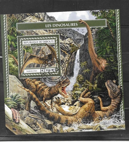 DJIBOUTI 2017  DINOSAURS  SOUVENIR SHEET CTO USED RECENT BEAUTIFUL STAMP Cover