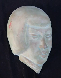 STRIKING 1920s ORIENTAL FLAPPER GIRL PAINTED TERRACOTTA POTTERY WALL MASK - Picture 1 of 6