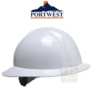 Portwest PS52 white full brim hat hat safety helmet american style - Picture 1 of 4