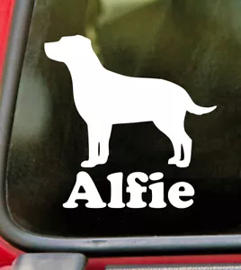 Labrador Retriever with Personalized Name Vinyl Decal | Lab Dog Puppy Curved | - Picture 1 of 5