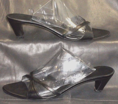 Bally Mujer Cuero Negro Puntera Abierta Slip On Slide Mula Sandalia Zapatos Talla US 6 1/2 Foto 1 de 4