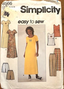 Dress Pants Tank Sewing Pattern Size 12 14 16 Simplicity 8566 Uncut New - Picture 1 of 2