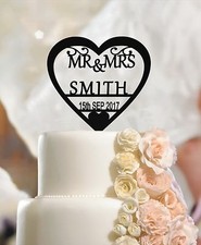 Personalised Wedding Cake topper Mr & Mrs, NOME PERSONALIZZATO CUORE, COGNOME, DATA