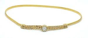 VINTAGE ACCESSOCRAFT NYC GOLDFARBEN STRETCH GÜRTEL STRASS SCHNALLE   - Bild 1 von 2