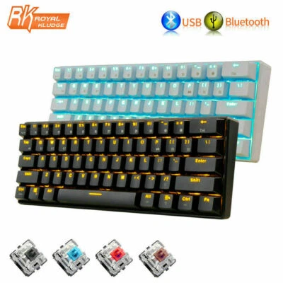 US RK61 Wireless Bluetooth Wired Mechanical Keypad Backlight Gaming PC Keyboard - Image 1 of 4