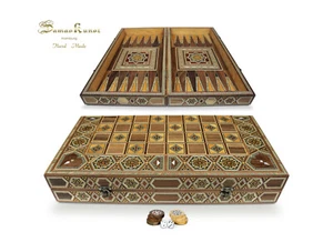 Holz Backgammon/Schach Brett inkl. Holz Steine BT525 S - Bild 1 von 7