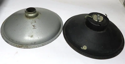 2 Vintage Porcelain Enamel Industrial Light fixture shade 12" parts restoration - Image 1 of 4