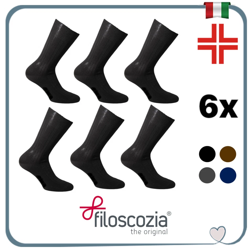 Set 6 paia Calze uomo SENZA ELASTICO corte SANITARIE cotone FILO SCOZIA calzini - Immagine 1 di 1