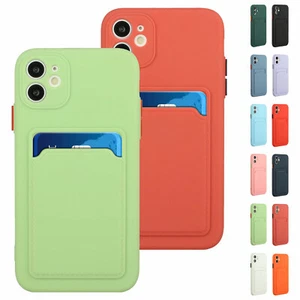 For iPhone 15 14 13 Pro Max Rubber Credit Card Slot TPU Rubber Shockproof Case - Picture 1 of 17