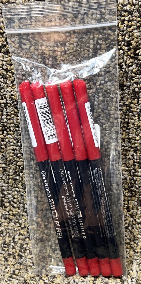 Lot Of 5 ESSENCE STAY 8h LIP LINER PENCIL~08 PASSIONATE ~WATERPROOF, W/SHARPENER - Image 1 of 1