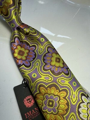 NOVO COM ETIQUETAS IMANI UOMO MULTICOLOR ESTILO MEDALHÃO ESTAMPA SEDA TOQUE PESCOÇO GRAVATA E LENÇO - Imagem 1 de 4