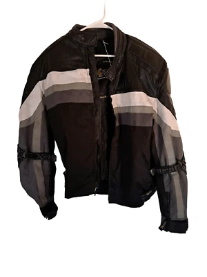 Chaqueta de moto de cuero blanco y negro XELEMENT CF-330 talla grande Foto 1 de 4