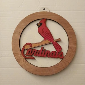 St. Louis Cardinals 8 1/2 x 8 1/2 Inches Round Wood Laser Etched Logo Sign - Picture 1 of 2