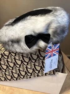 Vintage Milady Hat 1960's Style 1413 England Fur Leather Mod Acrylic Tags & Box - Picture 1 of 8