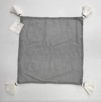 NUEVO Pottery Barn NIÑOS Borla Decorativa 16 x 16" Funda de Almohada Falsa ~ Gris ~ SIN MONO Foto 1 de 3