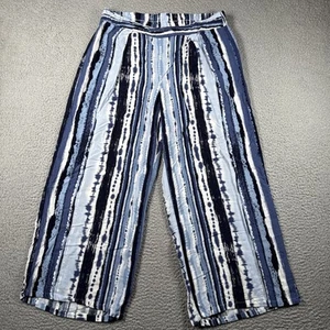 GYPSIES & MOONDUST Pants Womens M Wide Leg Crop Elastic Back Waist Rayon Beach - Picture 1 of 15