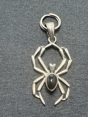F-013 Sterling Silver Spider Pendant with Black Onyx Stone - Image 1 of 4