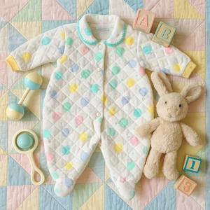 Vintage 80s Carter’s Baby Sleeper 0-3M Footie One-Piece Pastel Balloons Quilted - Picture 1 of 8