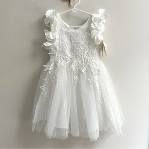[trish scully] bianca princess tulle lace appliqué gown white 4 - Picture 1 of 9