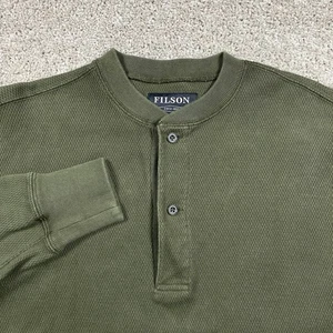 CC Filson Henley Shirt Men's Medium Green Long Sleeve Outdoor Chores Workwear - Picture 1 of 10