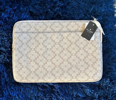 New Kate Spade Floral Laptop Sleeve -Durable PVC -Beige/ Tan-Zip Top - up to 15" - Image 1 of 4