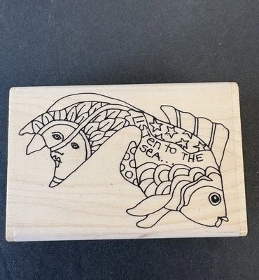 Sello de goma Paula Best Listen To The Sea Fish cara de sol estrellas océano alterado Foto 1 de 4