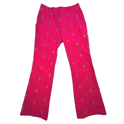 Lilly Pulitzer Womens Palm Tree Embroidered Corduroy Pants Size 2 Bright Pink - Image 1 of 4