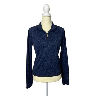 Pullover Lilly Pulitzer Luxletic Media Cremallera - Estampado Leopardo Azul Para Mujer Talla S Foto 1 de 4