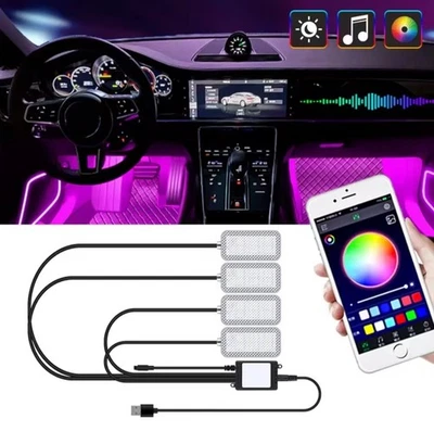 STRISCIA INTERNI AUTO LED RGB APP LUCI VANO PIEDI ATMOSFERA AMBIENTE USB 5V - Immagine 1 di 4
