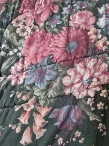 Edredón Vintage Años 80 Croscill Tamaño Completo Verde Estampado Floral ¡Raro! - Imagen 1 de 4