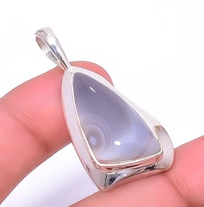 Gebänderter Achat Edelstein versilbert Handarbeit Schmuck 1,83" P11-19|Weihnachtsgeschenk - Bild 1 von 6