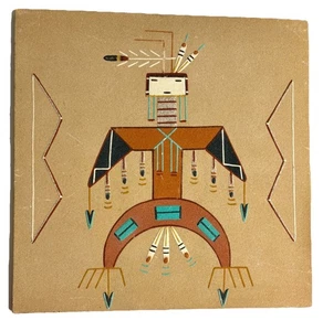 Big Thunderbird Navajo Native American Sand Painting Large Signed 16 Inch Wall - Picture 1 of 13