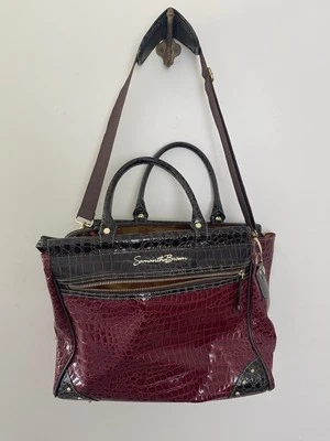 Samantha Brown 16x12x8” Red Croc Embossed Travel Bag Carry On Luggage Duffle Bag - Image 1 of 4