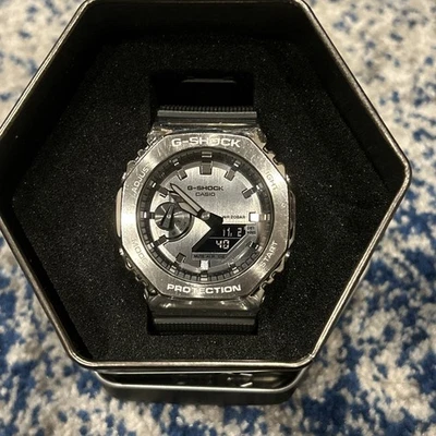 G-Shock Casio Metal Covered Octagonal Black Resin Band Watch GM2100-1A EUC - Image 1 of 4