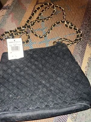 Cartera Lord & Taylor Vintage Negra Acolchada Cadena ¡Nueva! Foto 1 de 4