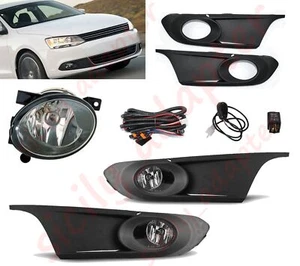 For 2011-2014 VW Jetta Fog lights Bumper Driving Lamps + Wiring Switch Kit Clear - Picture 1 of 11