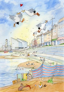 PICKNICK IN MARGATE, A READY TO FRAME PRINT FROM A WATERCOLOUR by David Bailey - Picture 1 of 1