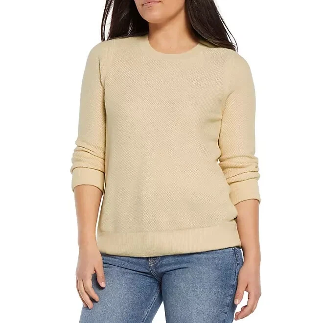 GAP Womens Seedstitch Long Sleeve Pullover Crewneck Sweater Biege SIZE XL
