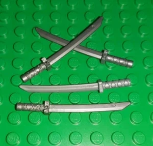 *NEW* Lego Silver Ninja Samurai Swords Weapons Ninjago Minifigs Figs - 4 pieces - Picture 1 of 3