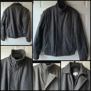 VINTAGE Stockbridge 70% Wolle Bomber grau Front Reißverschluss Jacke Gr. S Taiwan Made  - Bild 1 von 12