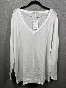 NEW Free People Women’s On My Mind V-Neck Long Sleeve Shirt White Size S - Picture 1 of 11