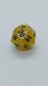 Basic D20 Die For RPGs D&D Yellow Swirl - Picture 1 of 6