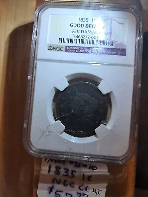 NGC 1835-P 1 XF 45 BN cent Classic Head nice for the grade. - Image 1 of 2