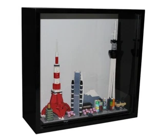 Shadow Box Vetrina 13x13x5'' Cornice Portafoto Memory Legno Scatola Nera da Appendere - Foto 1 di 16