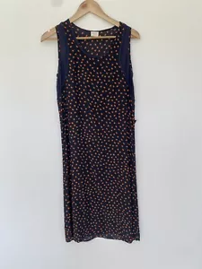 Gorman Dress Women Sz 8 Blue Spots Round Neck Sleeveless 100% SILK - Picture 1 of 10