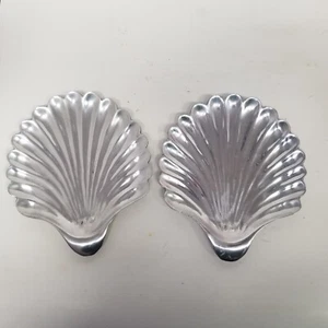 Vintage Pewtarex Silver Toned Shell Dish Lot of 2, Nautical Decor - Picture 1 of 8