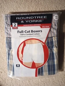 Roundtree & Yorke Boxers Full Cut Size 56 Ast Yellow Blue Big Man - 2 Pairs - - Picture 1 of 2